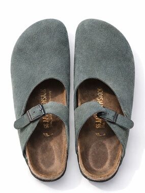 Birkenstock Rosemead Clogs 39 Teal Gray Suede *Rare Boston Style EU 39